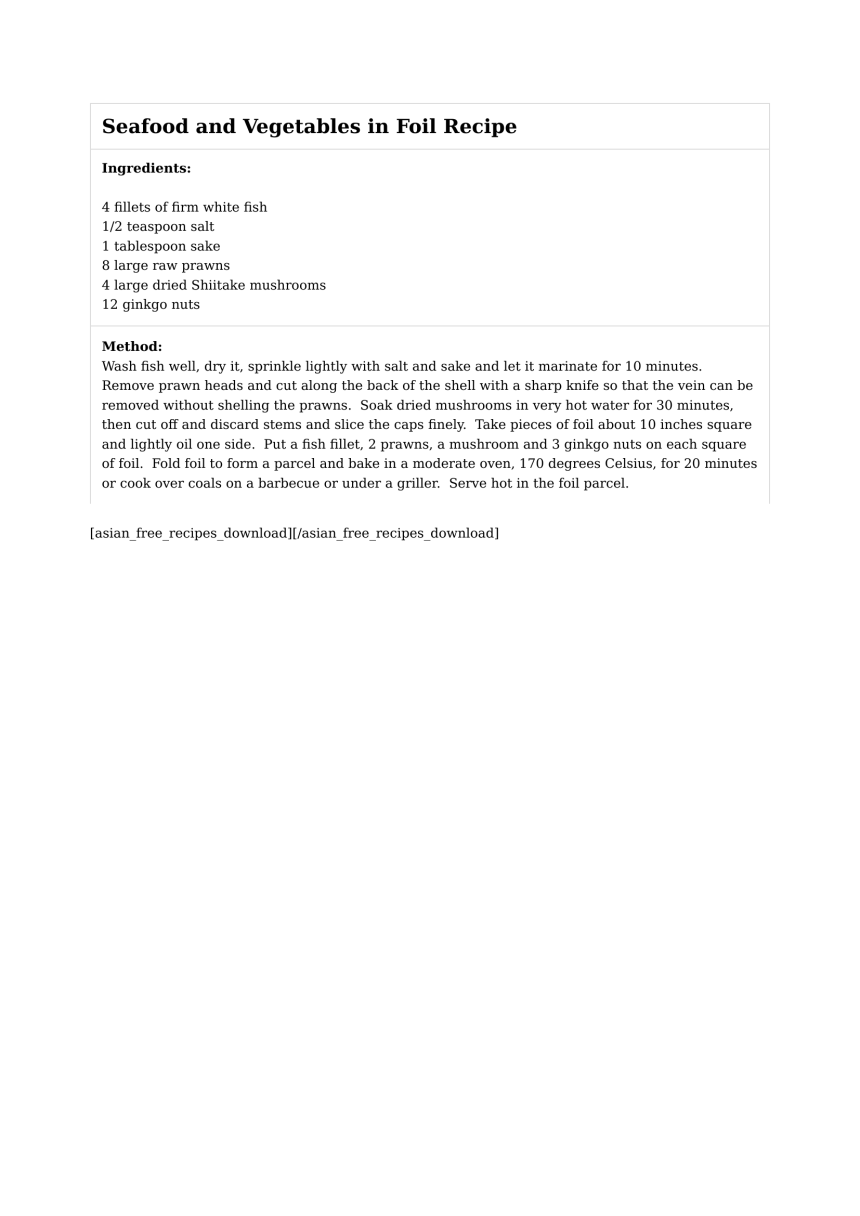 Seafood and Vegetables in Foil Recipe