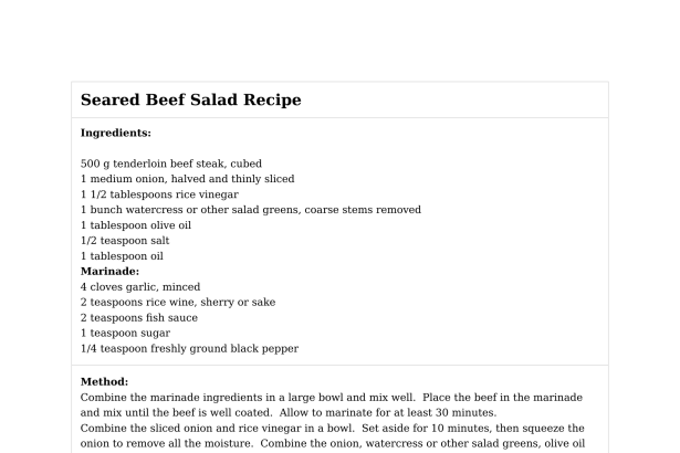 Seared Beef Salad Recipe