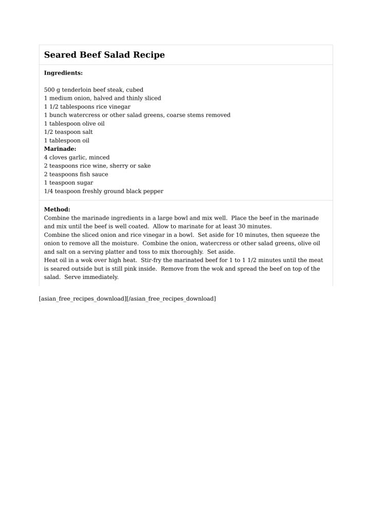 Seared Beef Salad Recipe