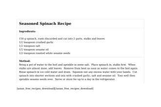 Seasoned Spinach Recipe