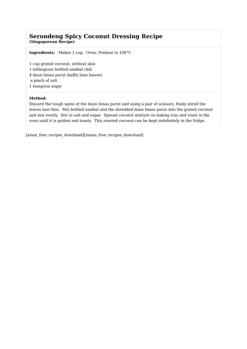 Serondeng Spicy Coconut Dressing Recipe