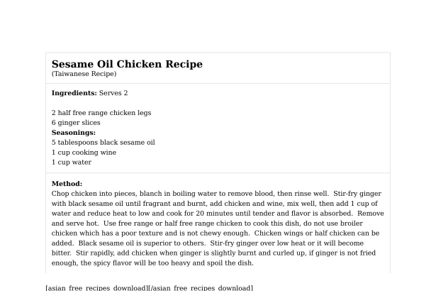 Sesame Oil Chicken Recipe
