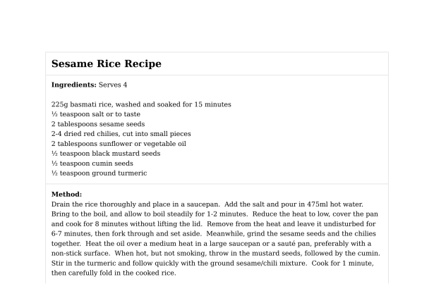 Sesame Rice Recipe