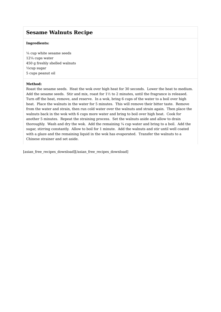 Sesame Walnuts Recipe