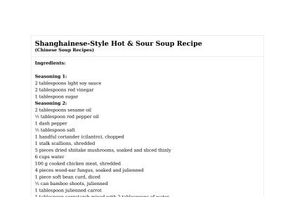 Shanghainese-Style Hot & Sour Soup Recipe