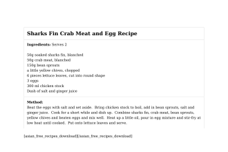 Sharks Fin Crab Meat and Egg Recipe