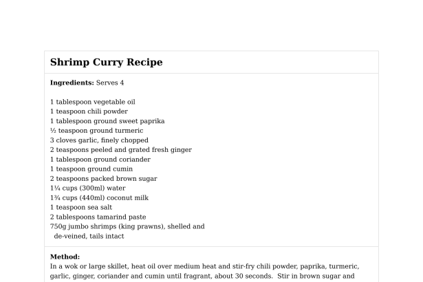 Shrimp Curry Recipe