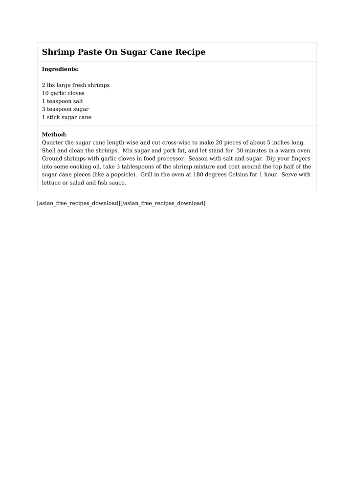 Shrimp Paste On Sugar Cane Recipe