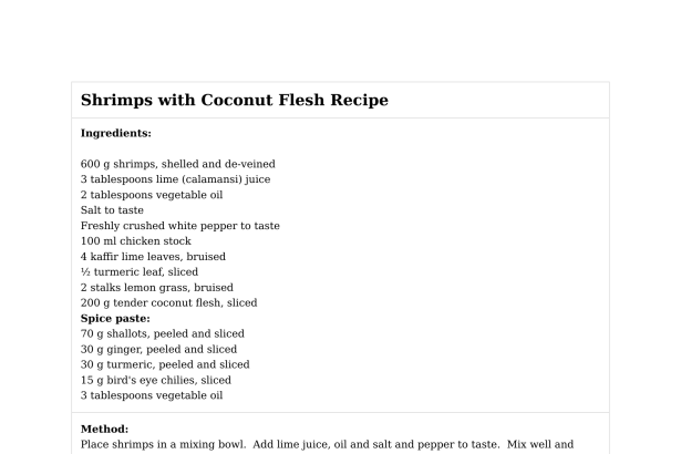 Shrimps with Coconut Flesh Recipe