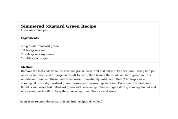 Simmered Mustard Green Recipe