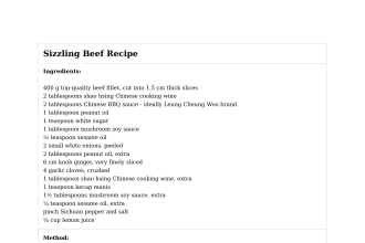 Sizzling Beef Recipe