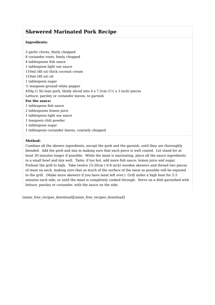 Skewered Marinated Pork Recipe