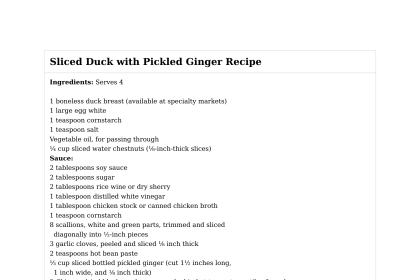 Sliced Duck with Pickled Ginger Recipe