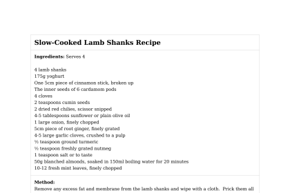 Slow-Cooked Lamb Shanks Recipe