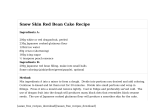 Snow Skin Red Bean Cake Recipe