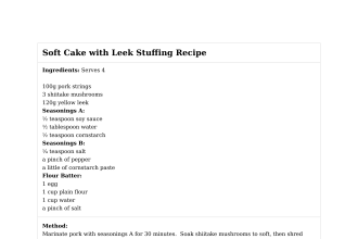 Soft Cake with Leek Stuffing Recipe