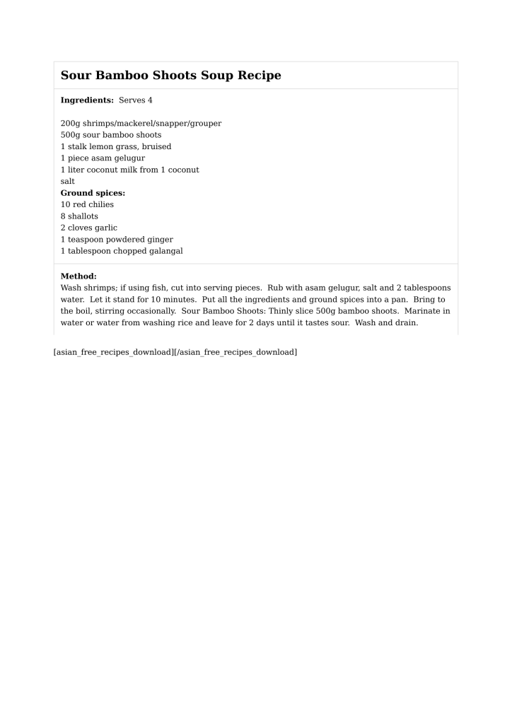 Sour Bamboo Shoots Soup Recipe