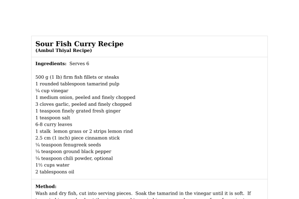 Sour Fish Curry Recipe