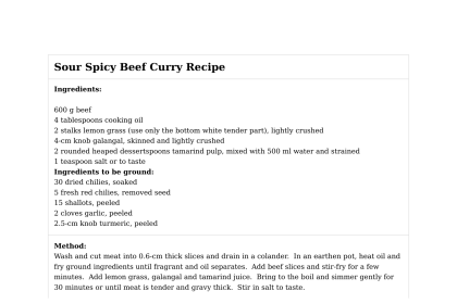 Sour Spicy Beef Curry Recipe