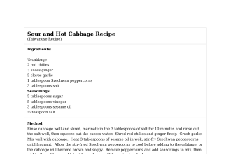 Sour and Hot Cabbage Recipe