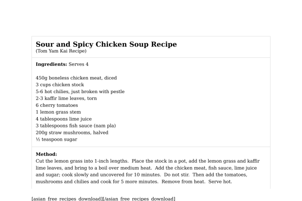 Sour and Spicy Chicken Soup Recipe