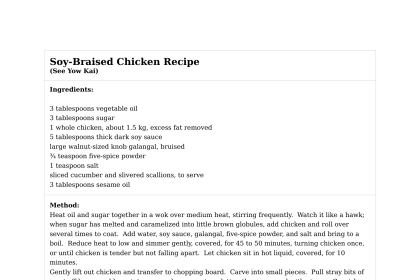 Soy-Braised Chicken Recipe