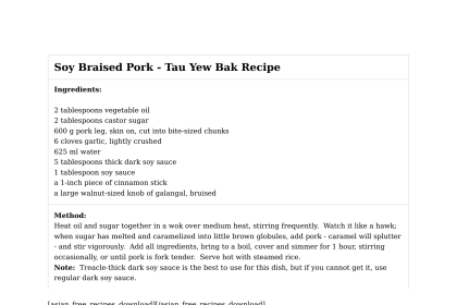 Soy Braised Pork - Tau Yew Bak Recipe