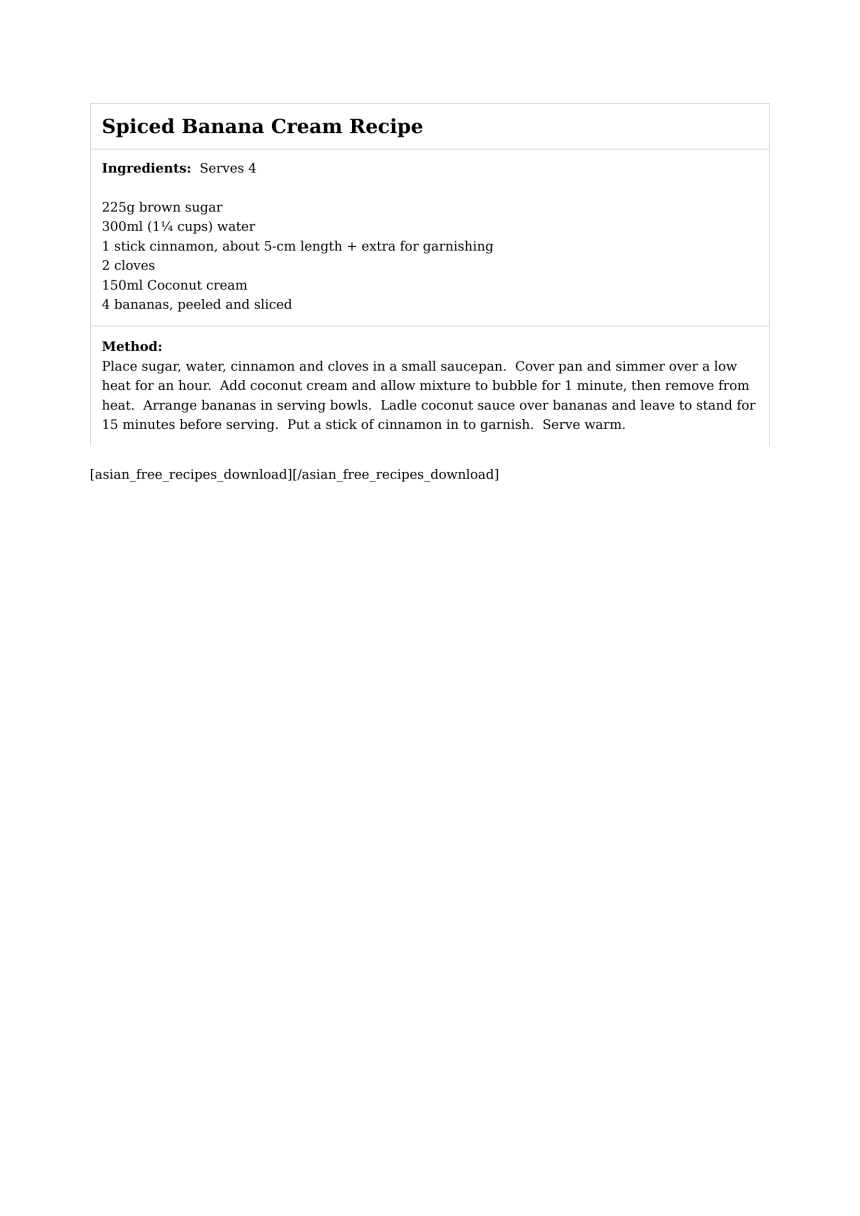 Spiced Banana Cream Recipe