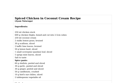 Spiced Chicken in Coconut Cream Recipe