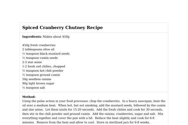 Spiced Cranberry Chutney Recipe