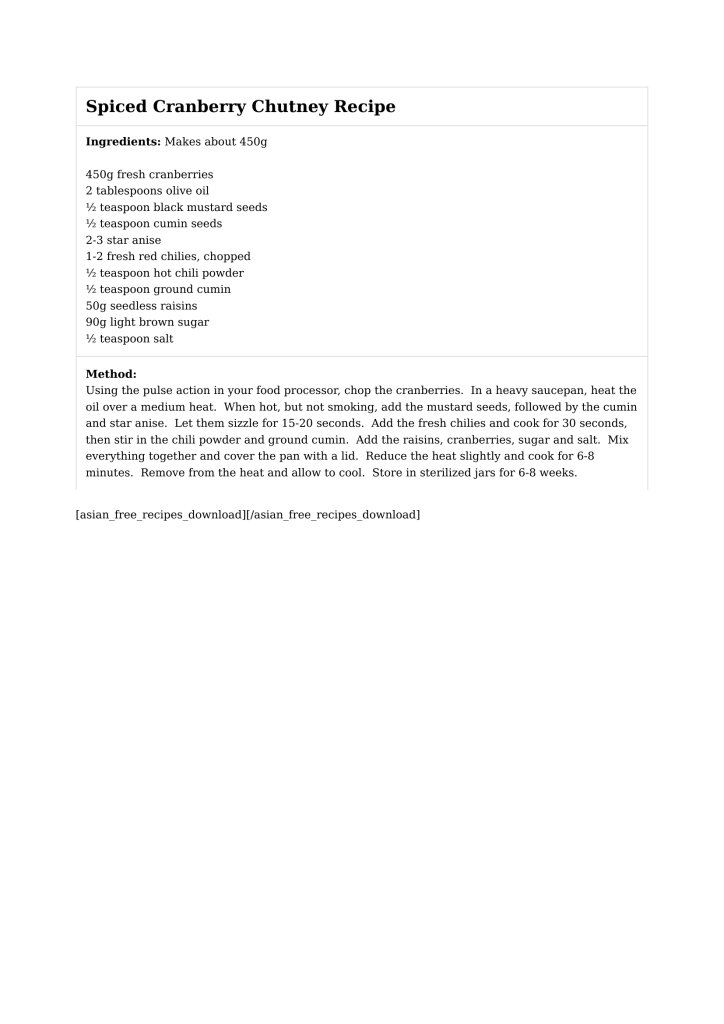 Spiced Cranberry Chutney Recipe
