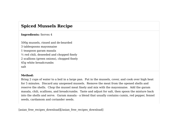 Spiced Mussels Recipe