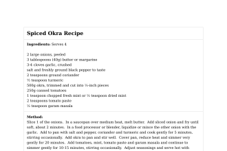 Spiced Okra Recipe