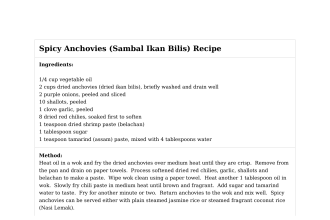 Spicy Anchovies (Sambal Ikan Bilis) Recipe