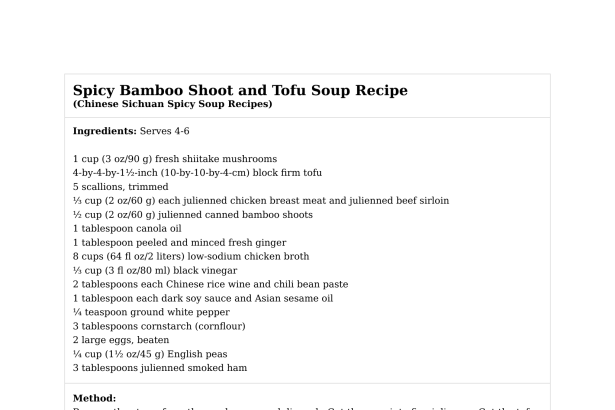 Spicy Bamboo Shoot and Tofu Soup Recipe