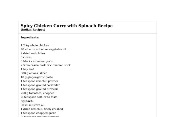 Spicy Chicken Curry with Spinach Recipe