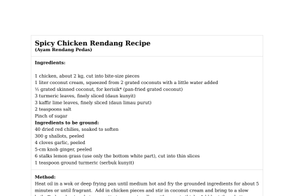 Spicy Chicken Rendang Recipe