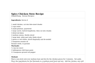 Spicy Chicken Stew Recipe
