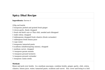 Spicy Dhal Recipe