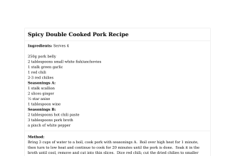 Spicy Double Cooked Pork Recipe