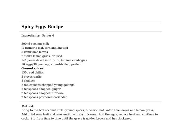 Spicy Eggs Recipe