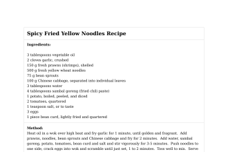 Spicy Fried Yellow Noodles Recipe