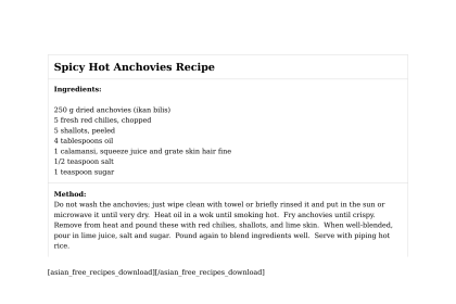 Spicy Hot Anchovies Recipe