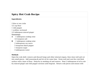 Spicy Hot Crab Recipe