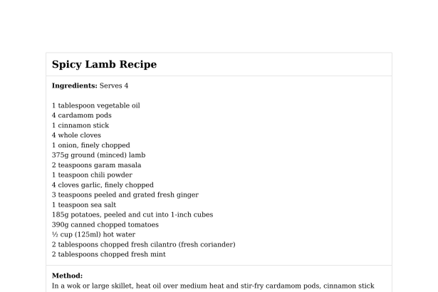 Spicy Lamb Recipe