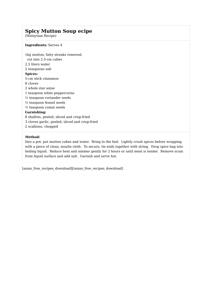 Spicy Mutton Soup ecipe