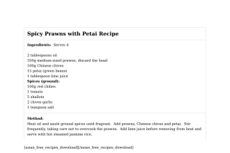 Spicy Prawns with Petai Recipe