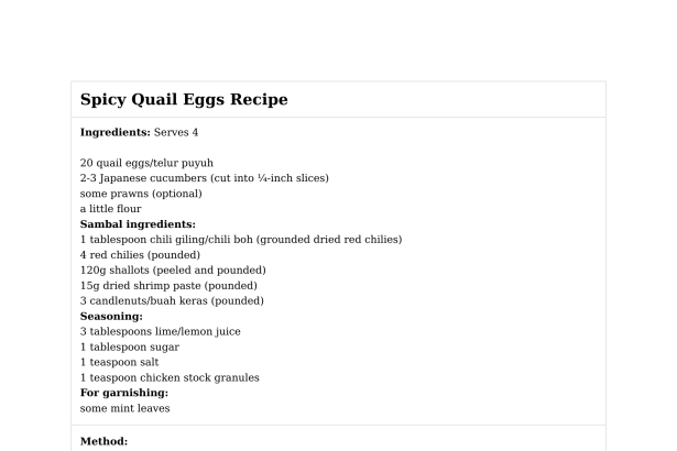 Spicy Quail Eggs Recipe