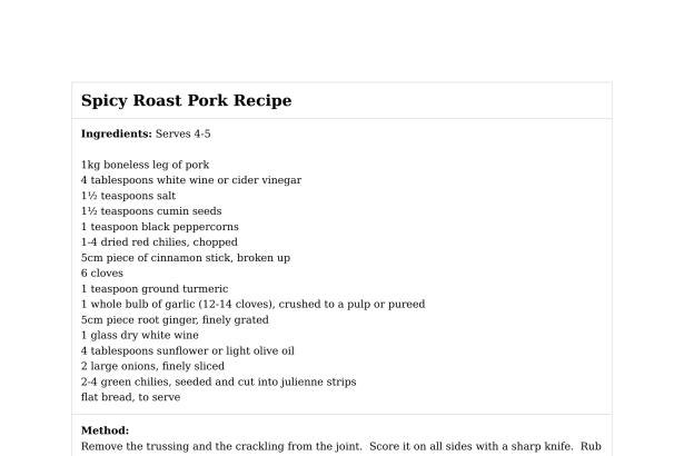 Spicy Roast Pork Recipe