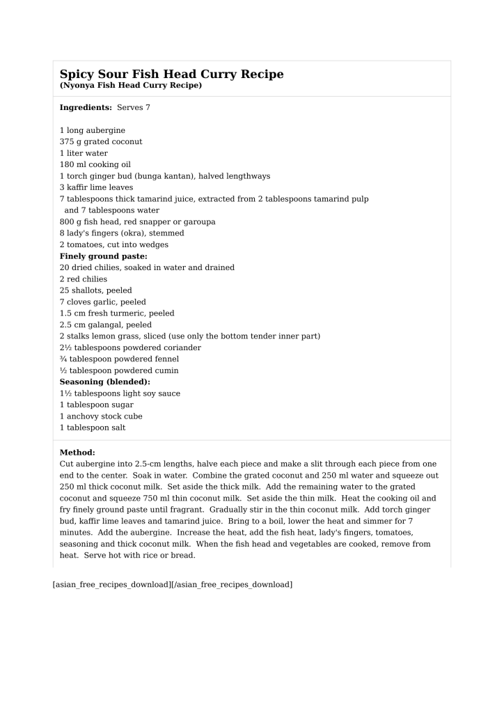 Spicy Sour Fish Head Curry Recipe